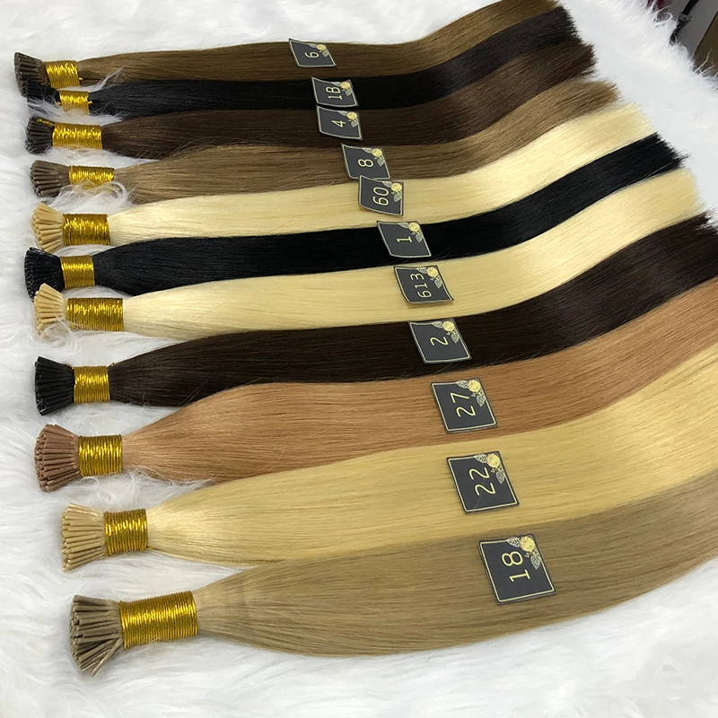 Straight I Tip Hair Extensions Natural Real Human Hair Extensions 50pcs/ Set Keratin Capsule Brown Blonde Color 12-26inch