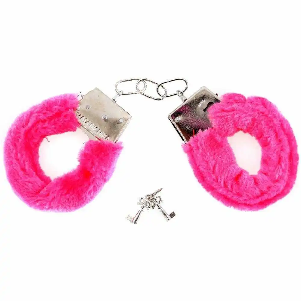 Metal Furry Fluffy Handcuffs Fancy Dress Hen Night / Stag party Role Play Toy
