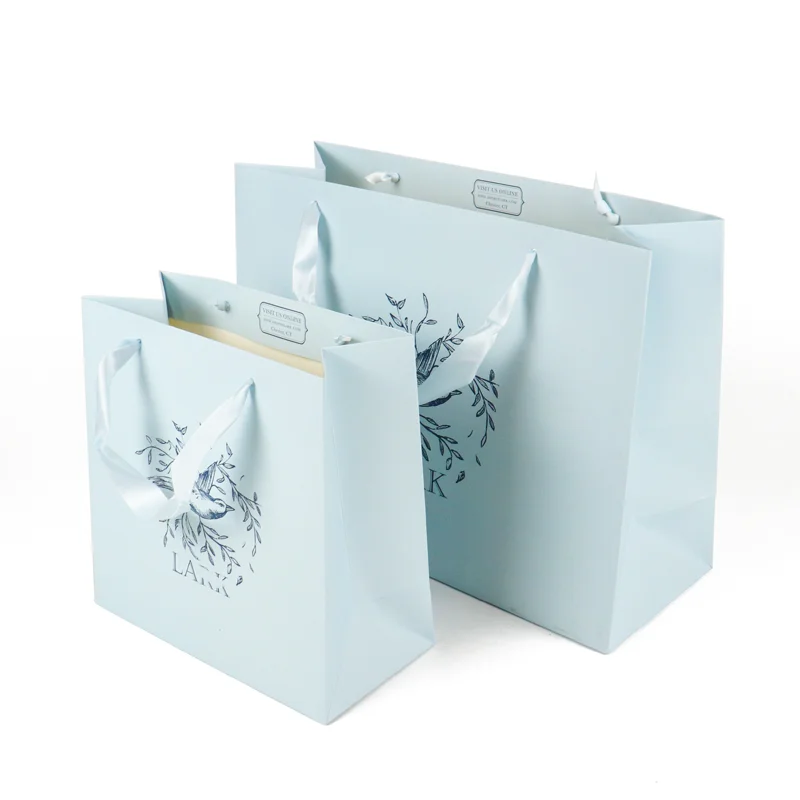 Crown win luxury blue gift wrapping paper bags wedding packaging with your own logo kraft package bolsa de carton art paper bag