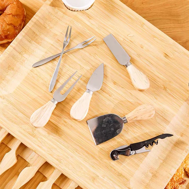  High Quality Premium Multifunctional Natural Bamboo Cheese Board With Knife