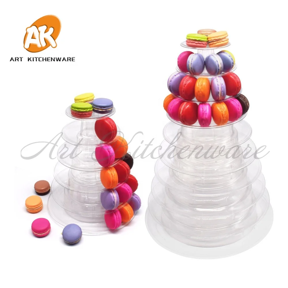 AK 4 6 10 Tier Round Plastic Macaron Tower Display Stand for Party and Celebration Dessert Pastry
