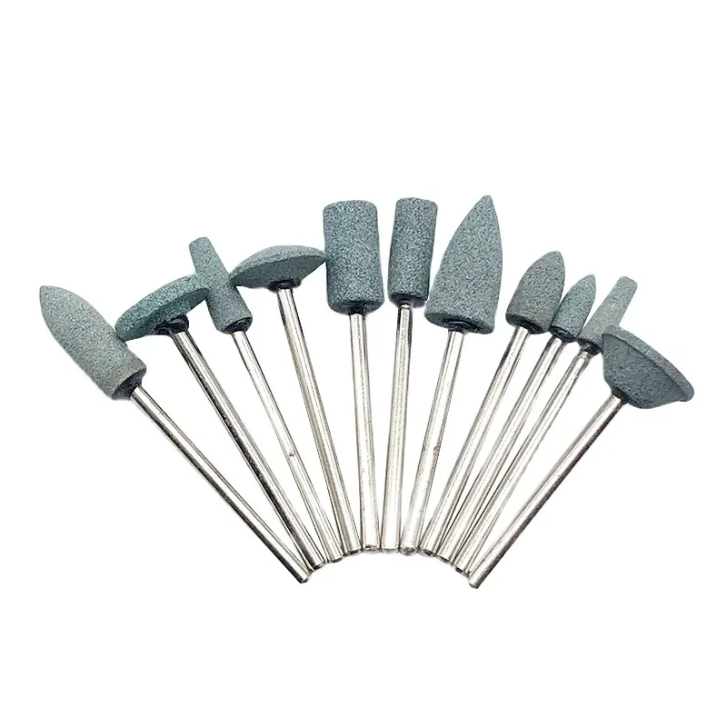 10Pcs Green Dental Mounted Stone Grinders Gravel Burs 2.35mm Green Stone For Contouring And Shaping Porcelain And Metals
