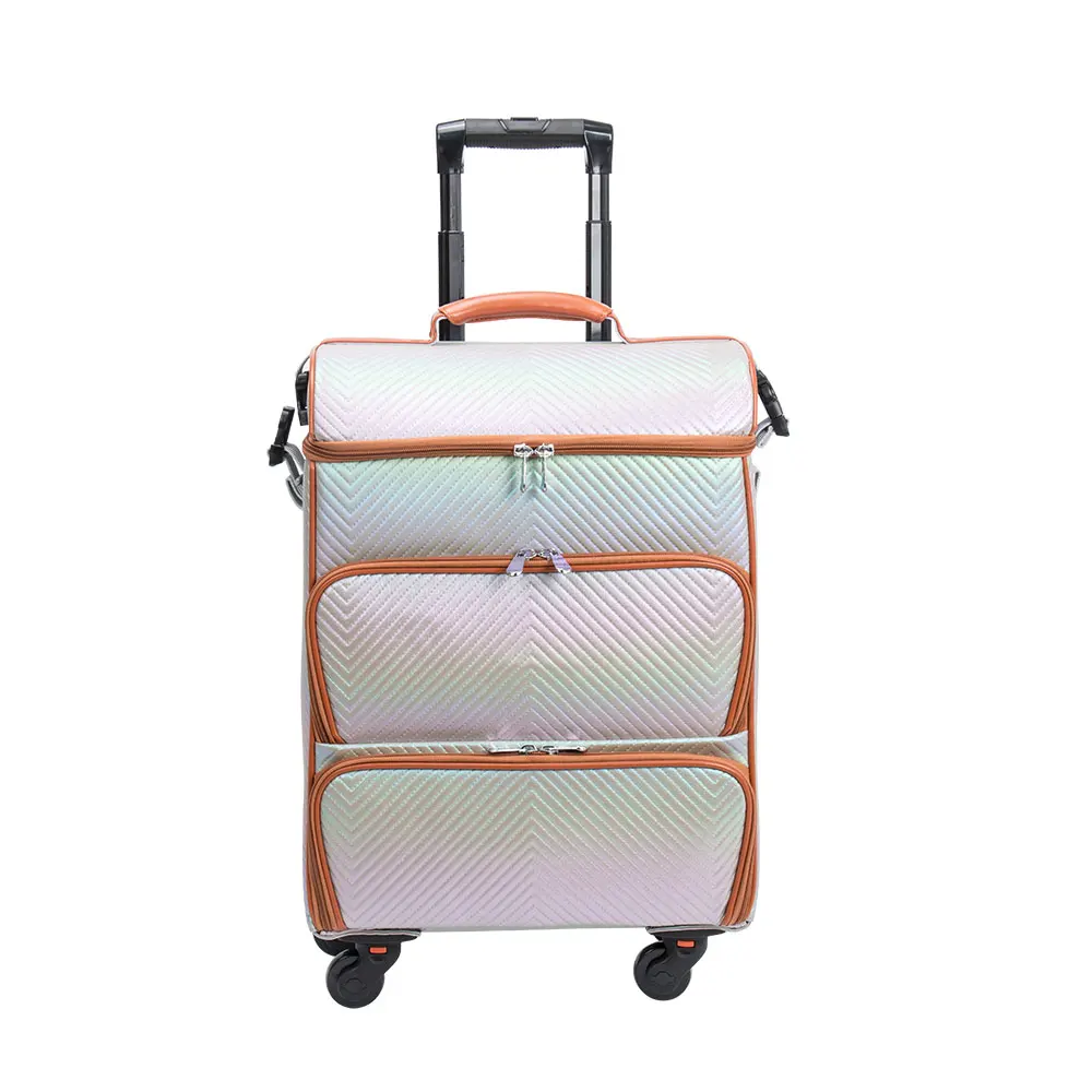 Hot Sale Multi-Layer Nail Trolley Box Rose Gold Large Capacity Makeup Nail Organizer Trolley Case