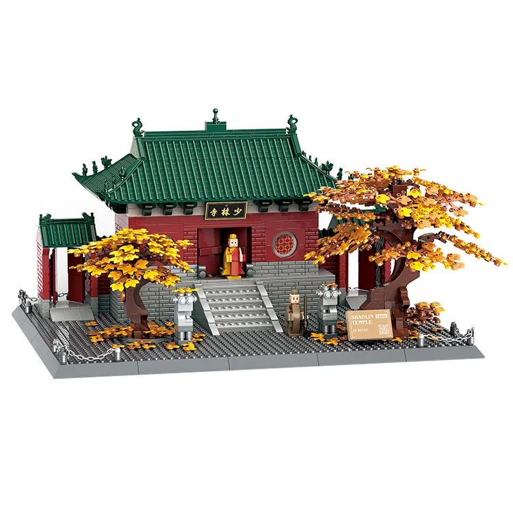 mini building block sets model toy home decoration Shaolin Temple brick toys