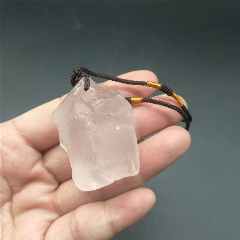 Natural Rose Quartz Clear Crystal Point Pendant for Healing
