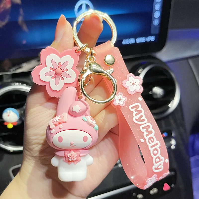 Милые 3D Kuromi моя мелодия cinnamoroll помпон purin аниме Мультяшные брелки каваи резиновые Sanrioes брелок