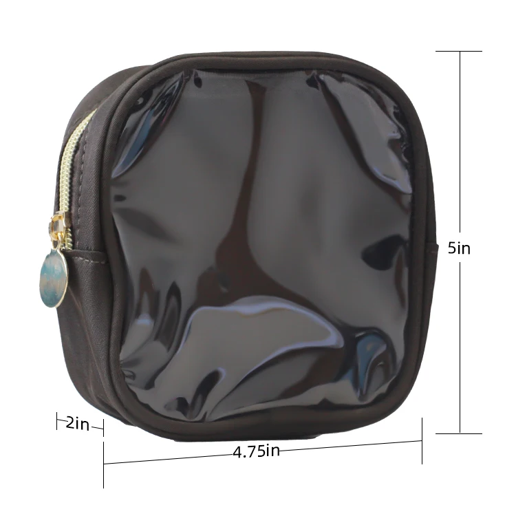 New Pink Small Transparent Make Up PVC Waterproof Nylon Cosmetic Pouch Mini Makeup Bag With  Zipper