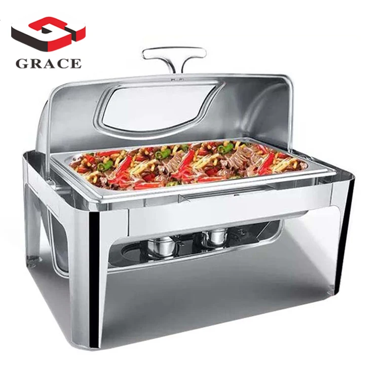 2021 Hotel Catering Stainless steal food warmer Hydraulic Luxury buffet stove chafing dish for restaurant