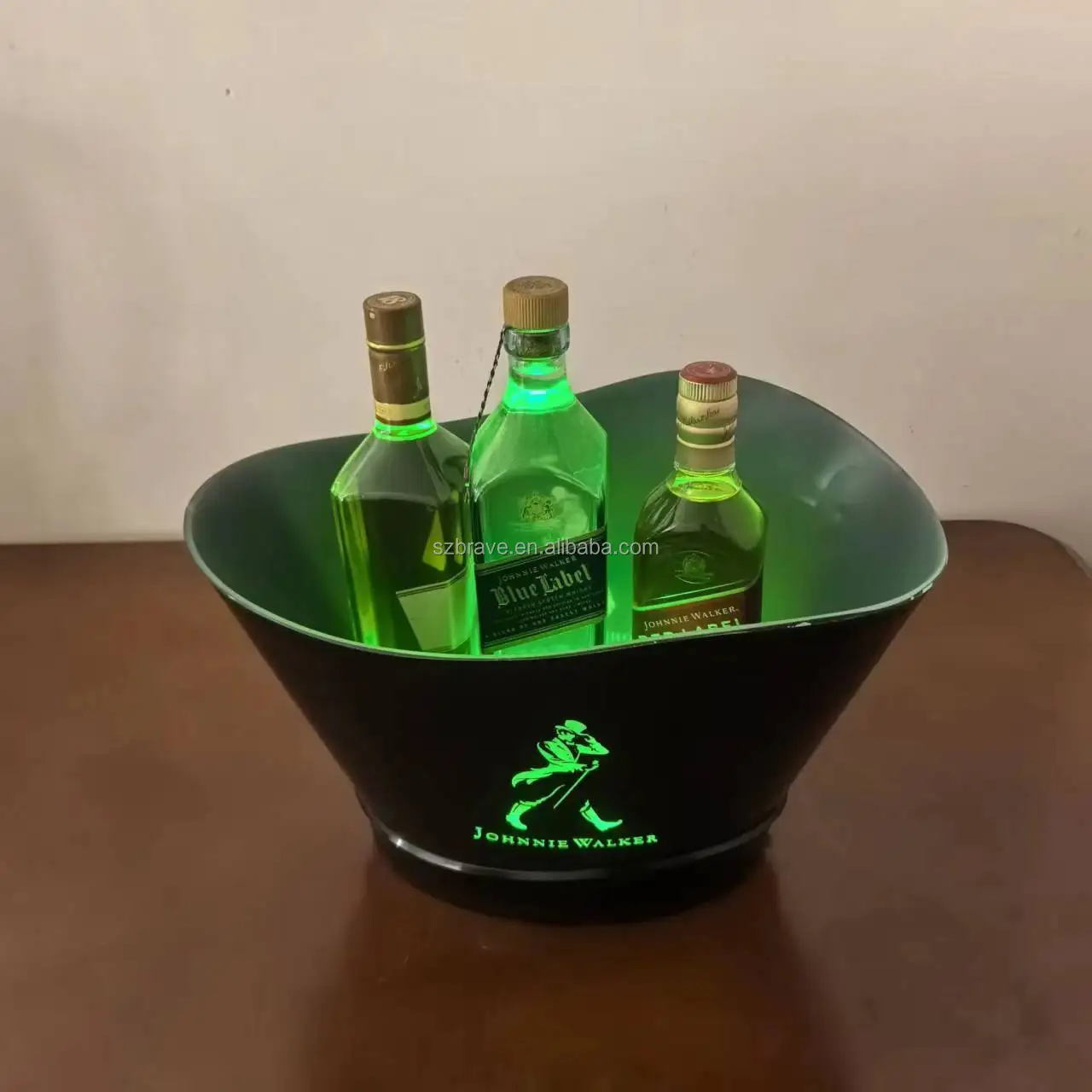 Wholesale Custom Bucket Beer Champagne Drinking Plastic Ice Buckets Coolers Johnnie Walker Illumited Premium LED Ice Bucket