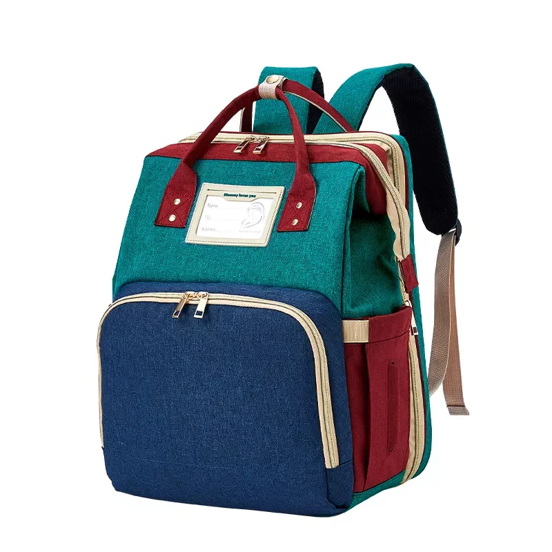 Portable Folding Bed Multi-functional Large Capacity Anti Splash Stroller Mommy Diaper Bag Backpack