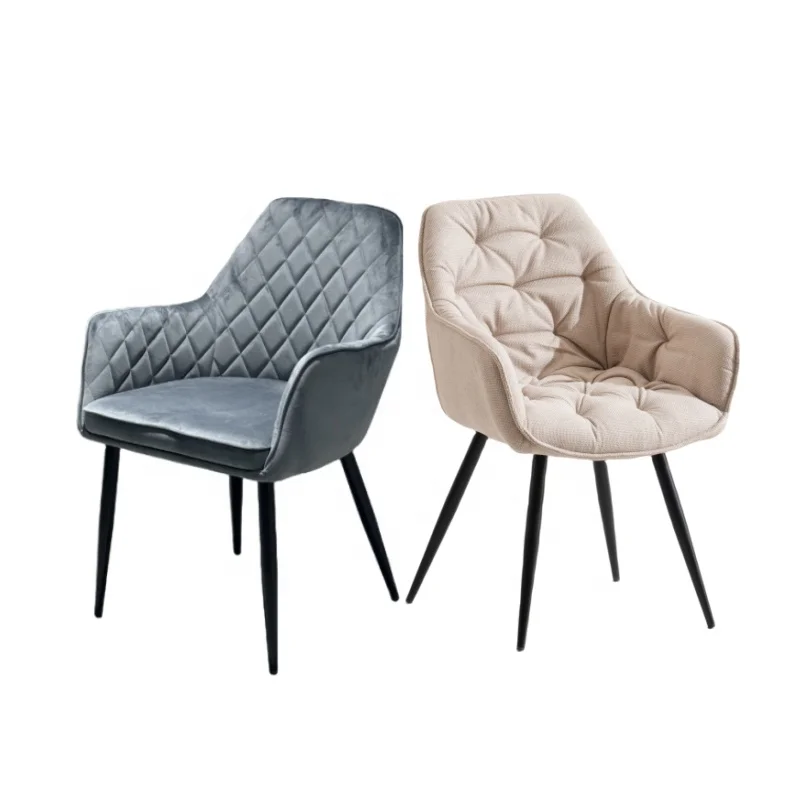 Italian Nordic Luxury Restaurant Home Kitchen Upholstered Soft Fabric High Back Modern Tub Velvet Dining chair for Dinning Room