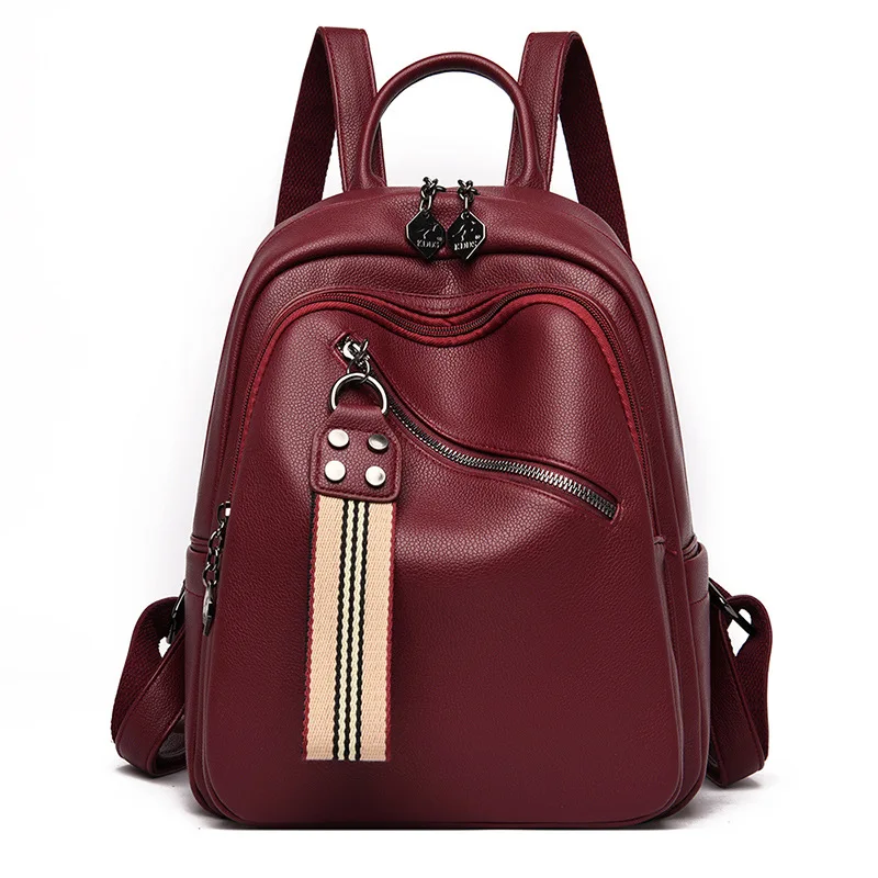 2021 New Wholesale Backpack Women Trendy Fashion Korean Student Personality Soft Leather Travel Backpack School Bags