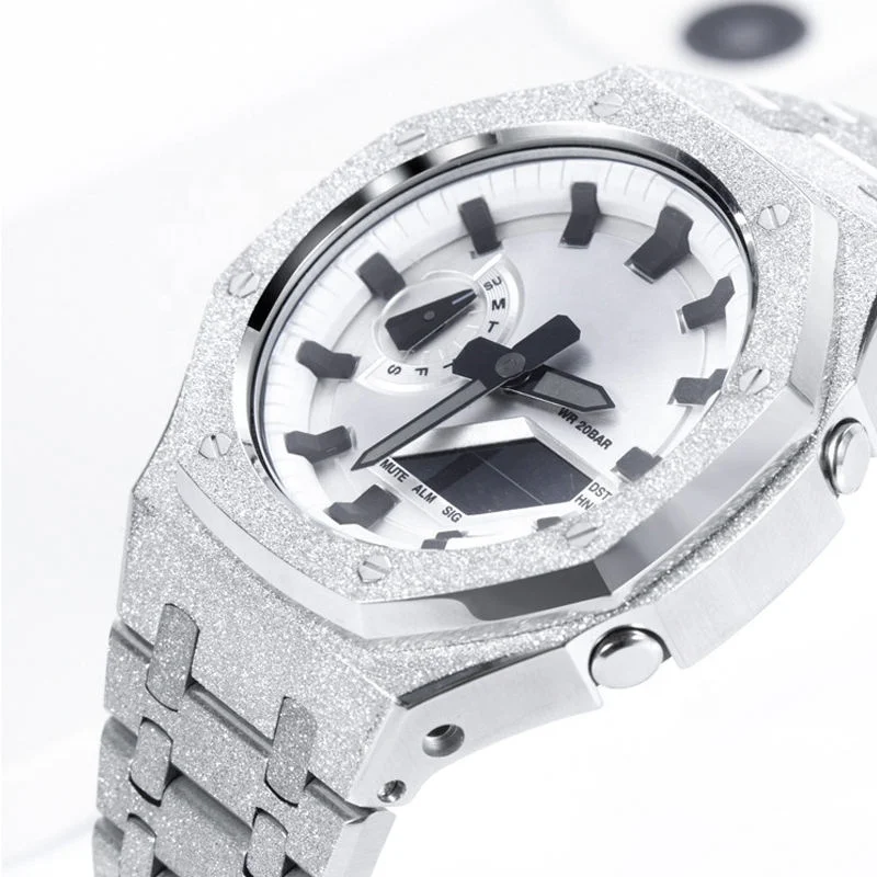 G Shock GA2100 Modified Bezel Replacement Band Sand Blast Stainless Steel Mod Parts Metal Watch Case for Gshock AP GA2100