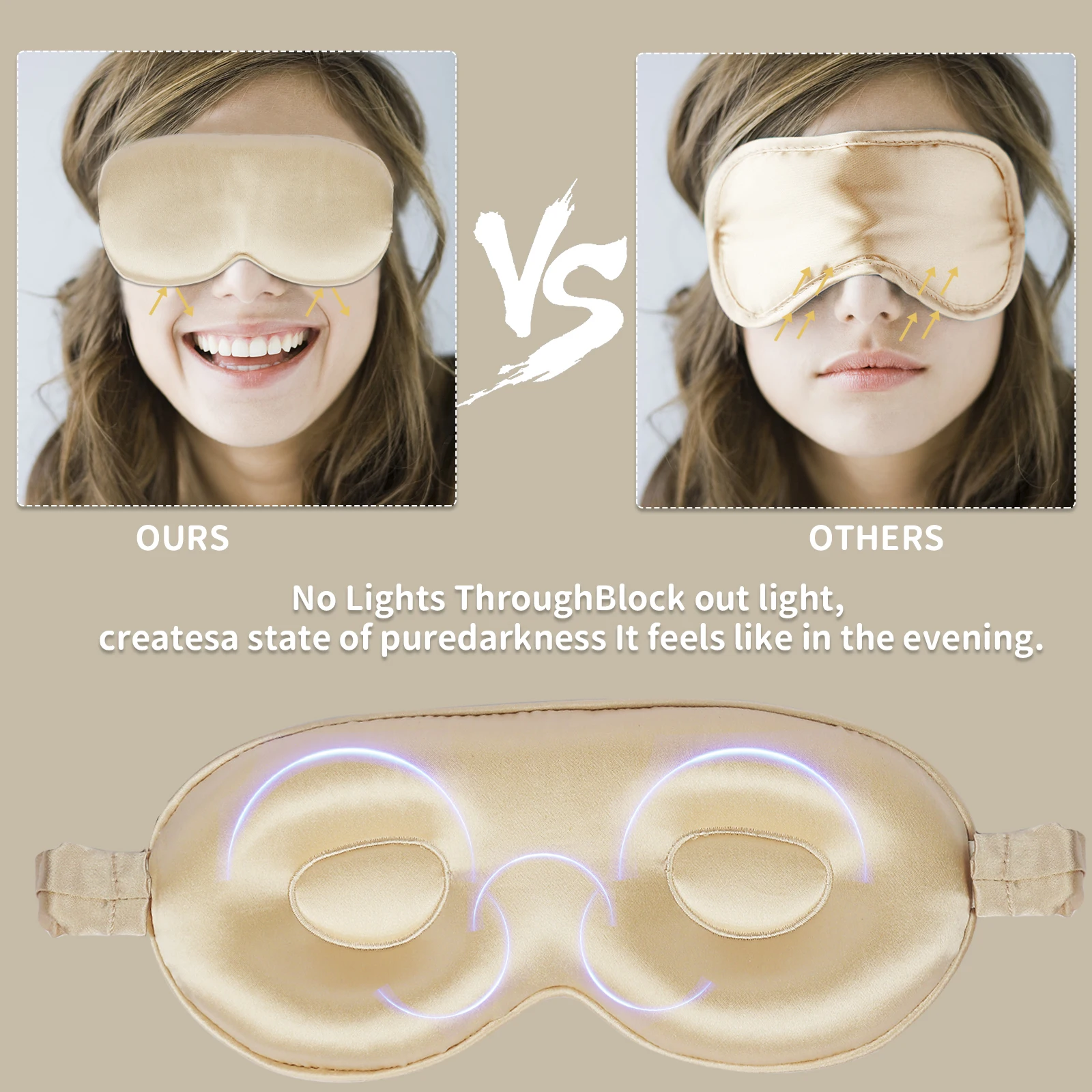 Custom Printed 3D Silk Eye Mask Private Label Pure Mulberry Silk Eye Blinder Pure Silk Printing Eye Mask