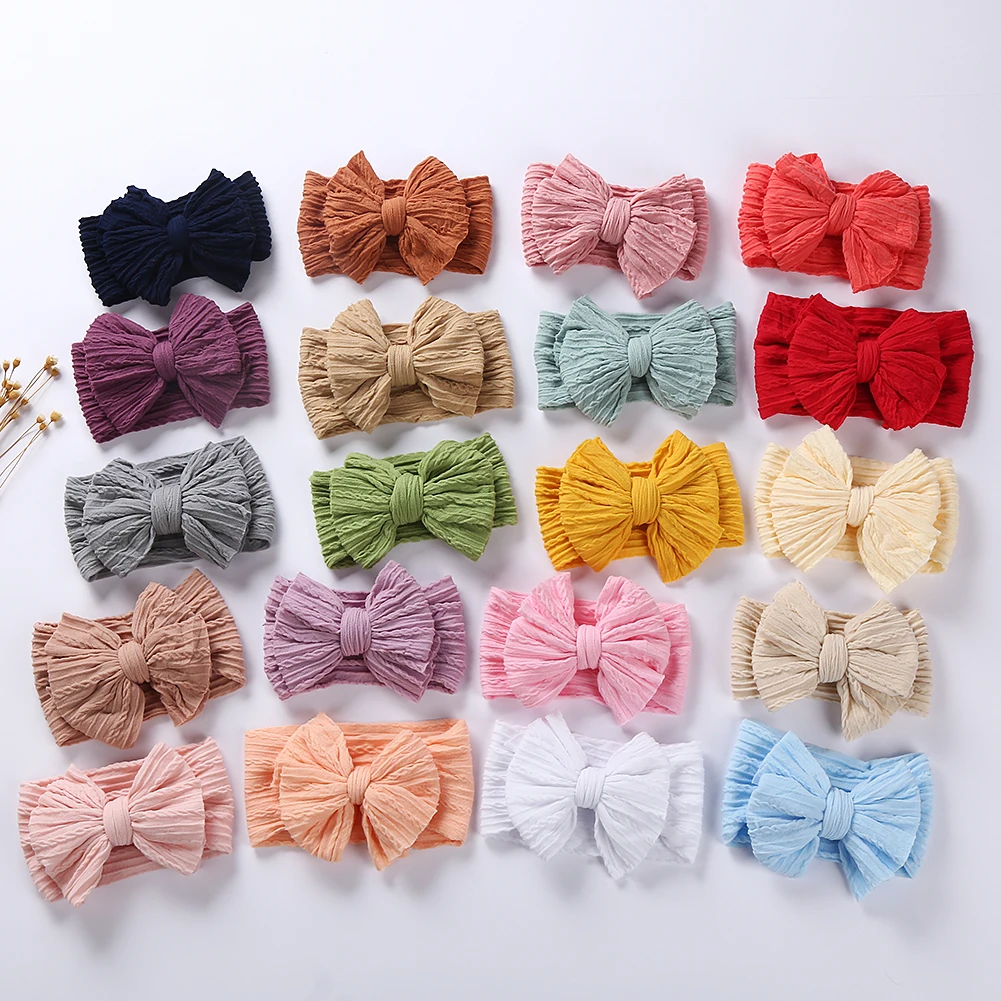 Factory Newborn Infant Solid Color Soft Headband Big Knot High Stretch Bows Hair Accessory For Baby Girls Hot Sell