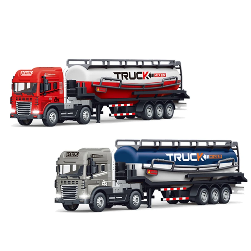 KLX 1:24 Scale Frictional Inertia Alloy Engineering Vehicle Toy Oil Tanker Trailer Diecast Toy Truck