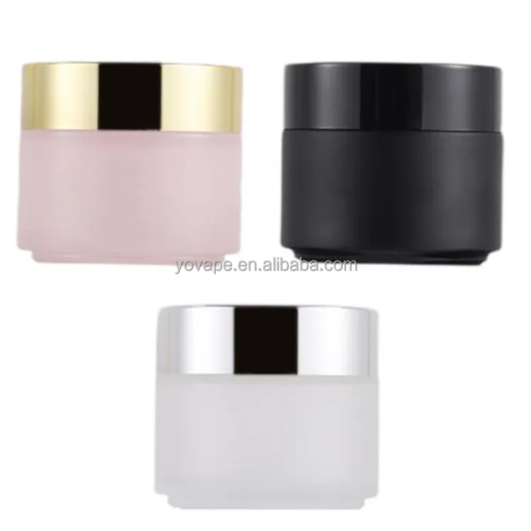 Exclusive airtight round lid container 5g 10g 15g 20g 30g 50g 100g 5 30 g 50 ml matte black cosmetic cream glass jar storage