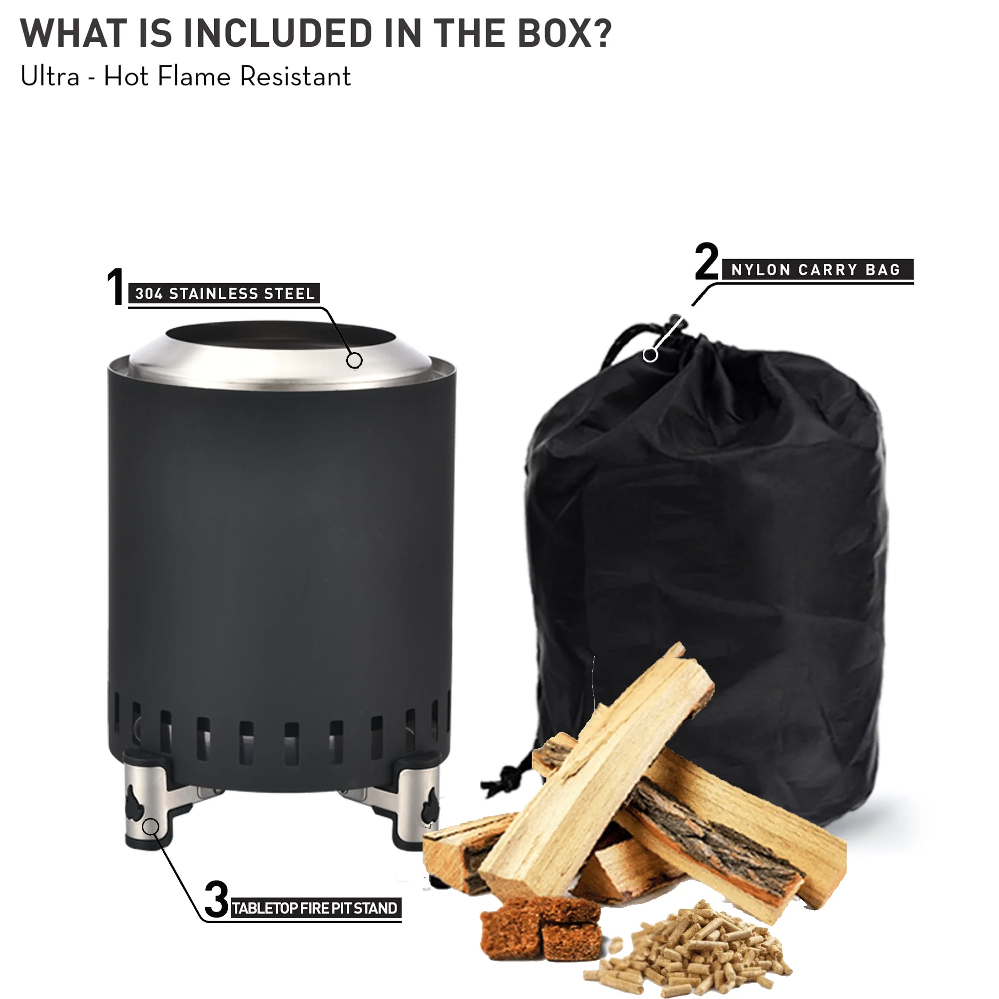 Tabletop Fire Pit Portable 304 Stainless Steel Wood Burning Camping Stove Outdoor Wood Smokeless Fire Pit