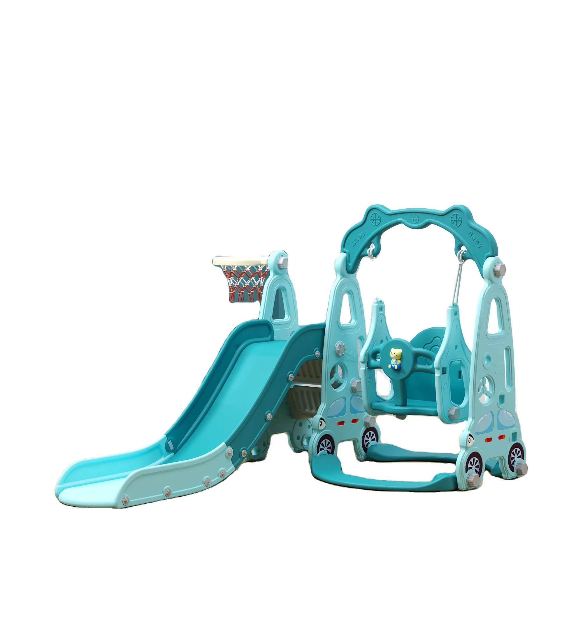 Children Car Style Indoor Playground Baby Hot Sell Multifunctional Toys Kids Cheap Colorful Plastic Slide Swing
