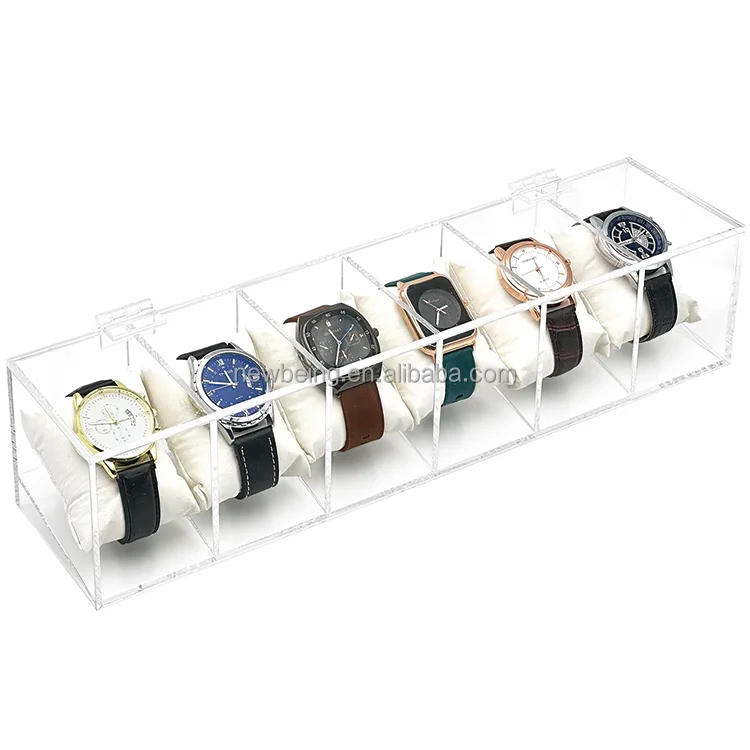 6 Slot Watch Display Organizer With Clear Acrylic