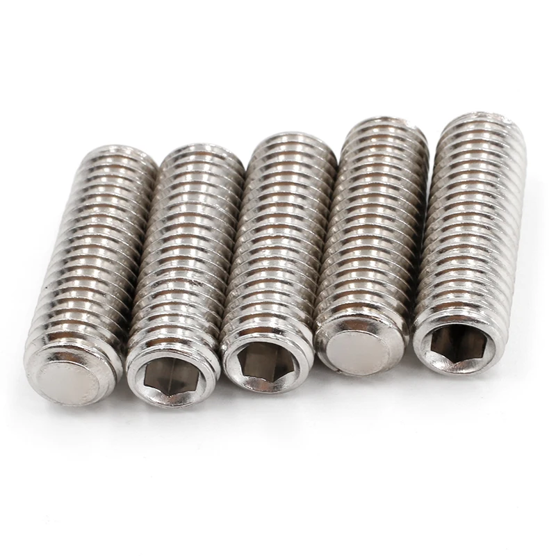 304 Stainless Steel Flat End Hex Socket Grub Headless Screw Set Screw for Door Handle