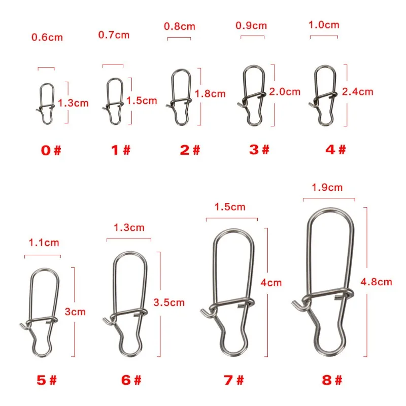 0# 1# 2# 3# 4# 5# 6# 7# 8# Snap Outdoor Fishing Clip Stainless Steel Fishing Enhanced Pin Fishing Accessories