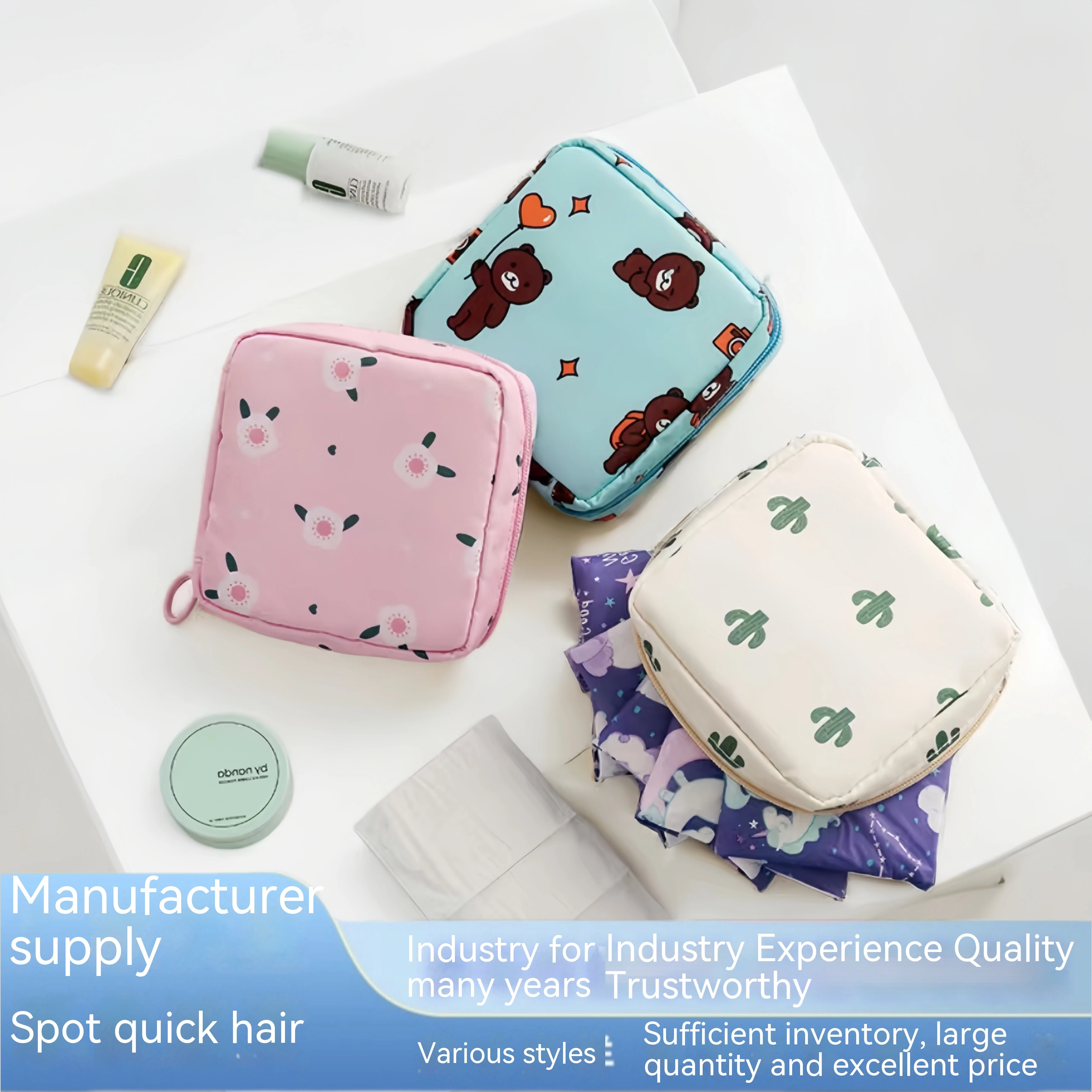 Travel Toiletry Wholesale Waterproof Portable  Organizer Sanitary Storage Bag Women Tampon Napkins Pad Pouch