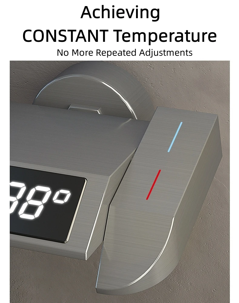 Manufacturer Price Black Rain Brass Bathtub Piano Key Thermostat Shower Bathroom System Set Digital Display