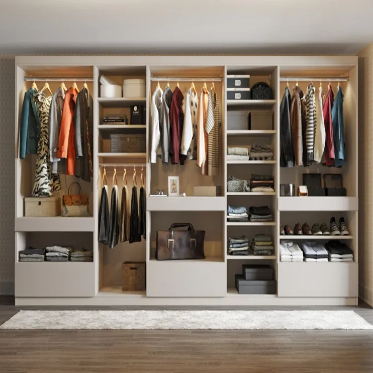 Wholesales price 6 door wooden wardrobe furniture bedroom wooden wardrobes with mirror