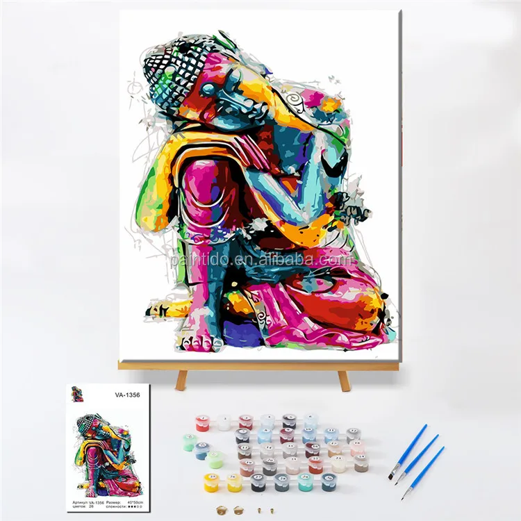 paintido  Oil Painting Buddha Statue Painting By Numbers Handpainted  Paint By Number Modern Wall Art Handmade Gift