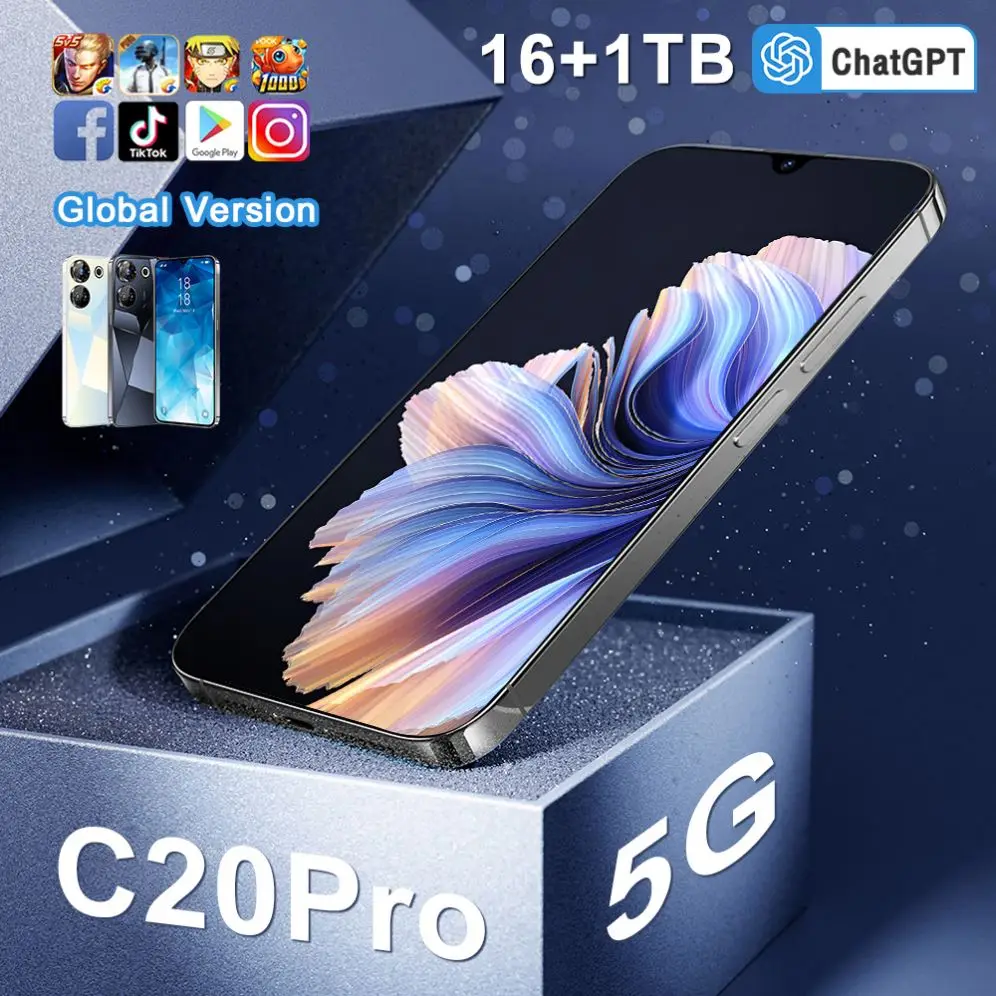 2024 Original Android C20 Pro SmartPhone 16+1TB Mobile Phone Cell Gaming Phone 5G smartphone 3G&4G smartphone