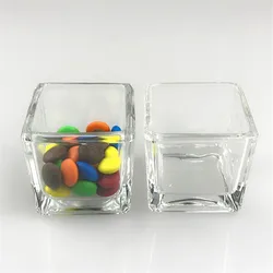 Квадратный стеклянный подсвечник 50 мл, пустой стеклянный контейнер для свечей