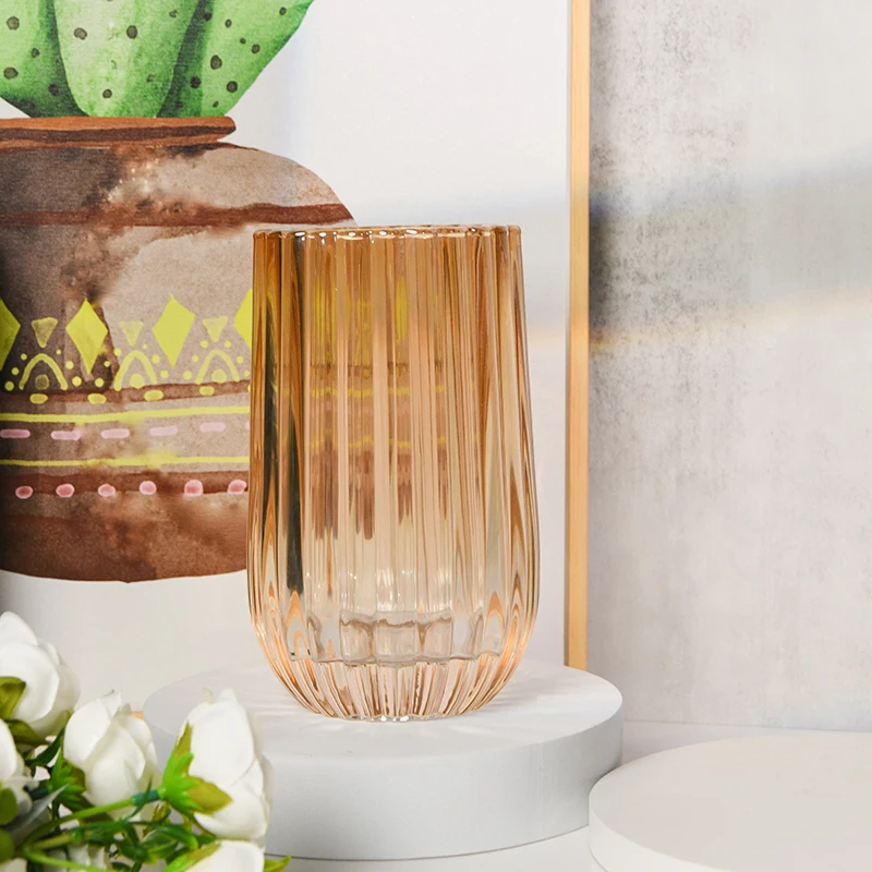 2023 Aspire Coloured Gradient Flower Rectangular Long Hand Blown Crystal Glass Vase for Table Floor Decoration