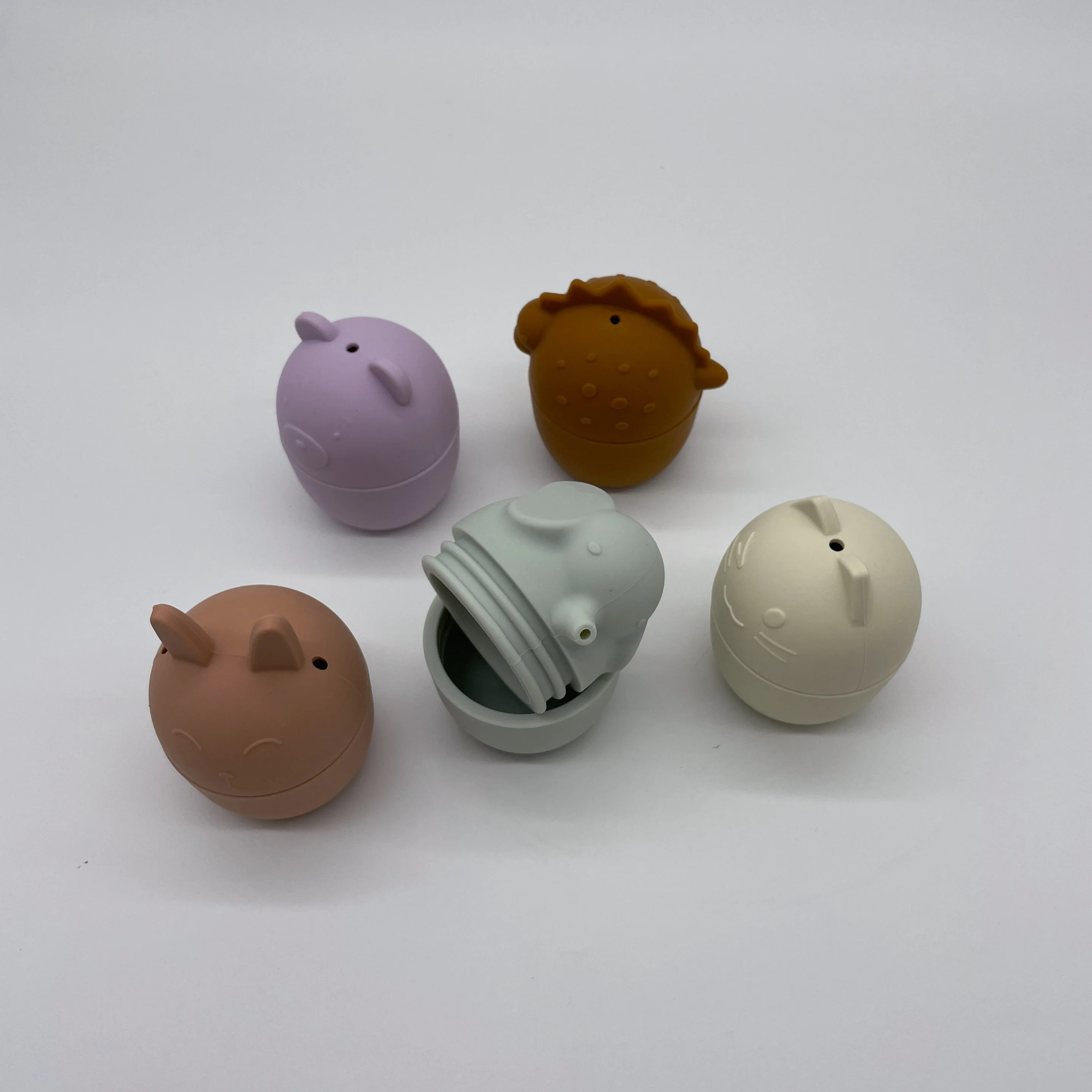 CPC Approved 5PCS Silicone Animal Bath Toys,Bear, Cat, Elephant, Dinosaur and Rabbit