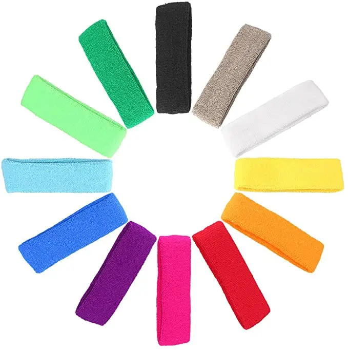Unisex anti slip athletic colorful custom logo youth sport basketball cotton sweat headband