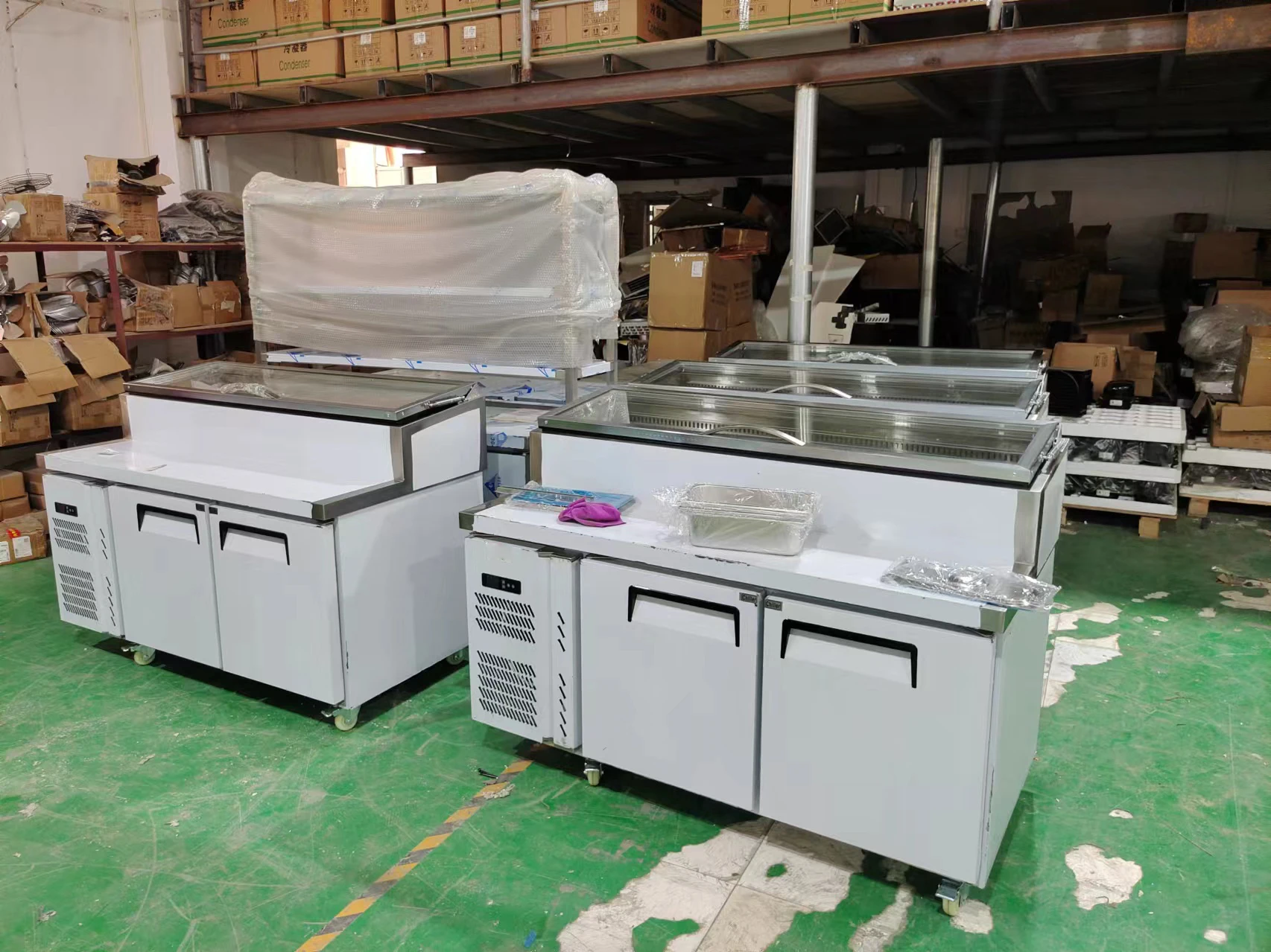 Hot sale 2/3 Doors Commercial Under Counter Chiller Salad Bar Fridge with Top Glass Opening