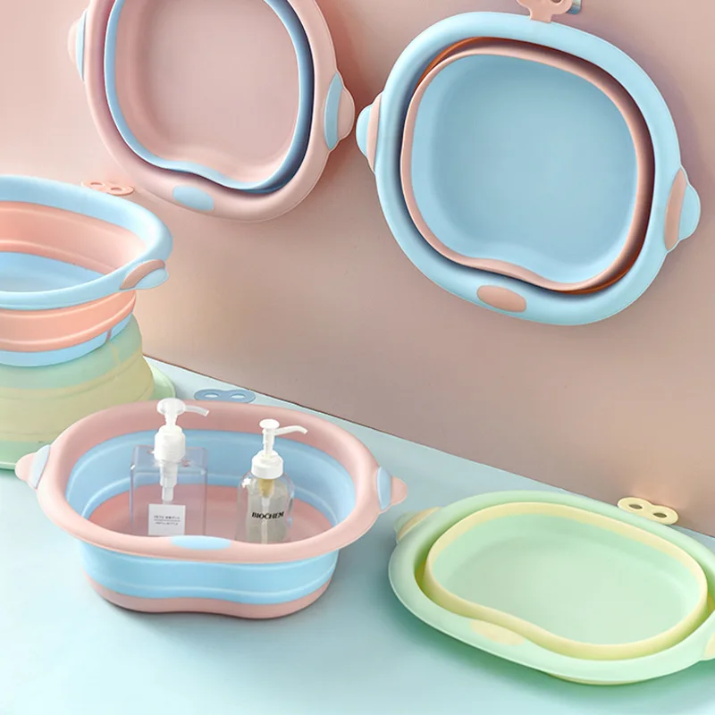 Environmental Thickened Baby Folding Bathtub Multipurpose Cartoon Design 4L Portable Baby Wash Basin