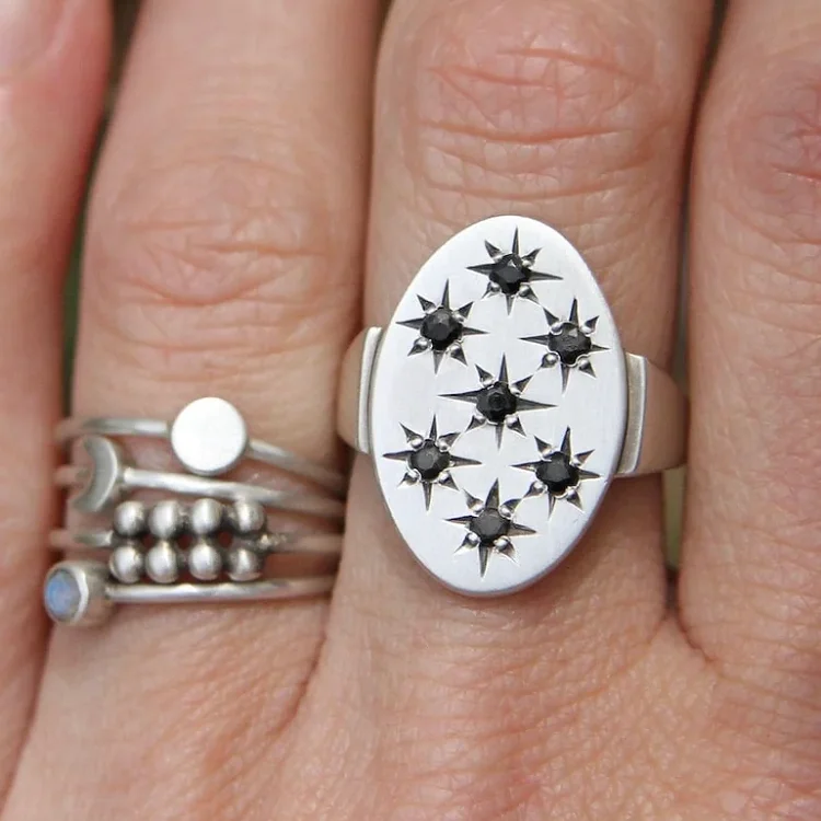 Wholesale nepal silver rings jewelry 925 pure sterling silver custom logo large oval zircon star chunky ring for men