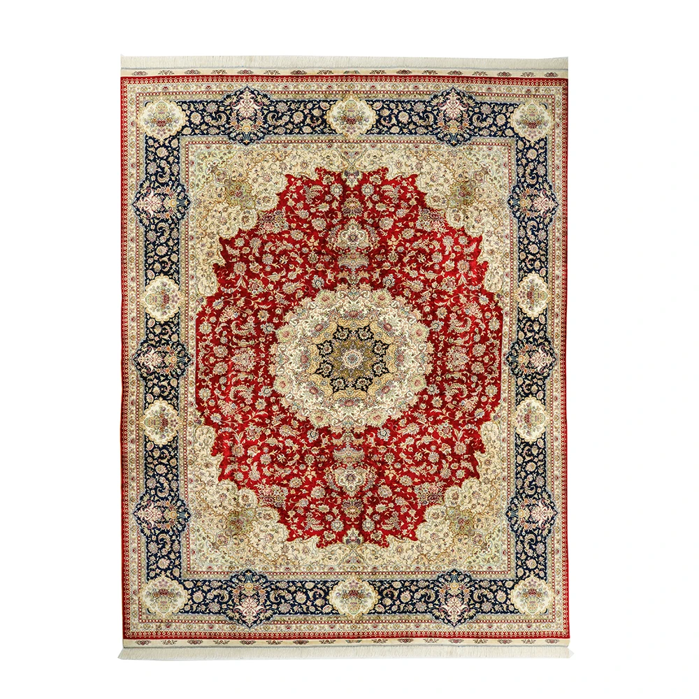 Nanyang Yuxiang High Quality Beautiful Floral Pattern Persian Knot Hand-made Pure Silk Carpet for Home Decor
