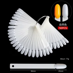 50pcs  Clear Natural Colors Nail Showing Shelf Color Card Fan Shape Tips Display Sticks Gel Polish Practice Swatch Color Chart