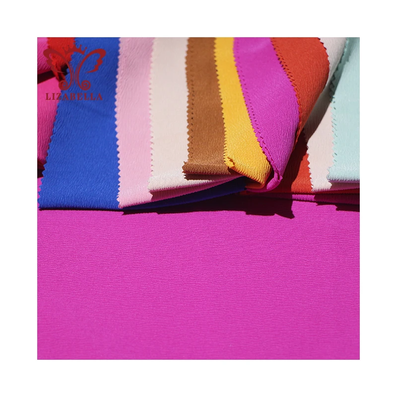 Shaoxing Lizabella Polyester and Spandex Fabric Plain Soft 4 ways Stretch Crepe Fabrics For Clothing