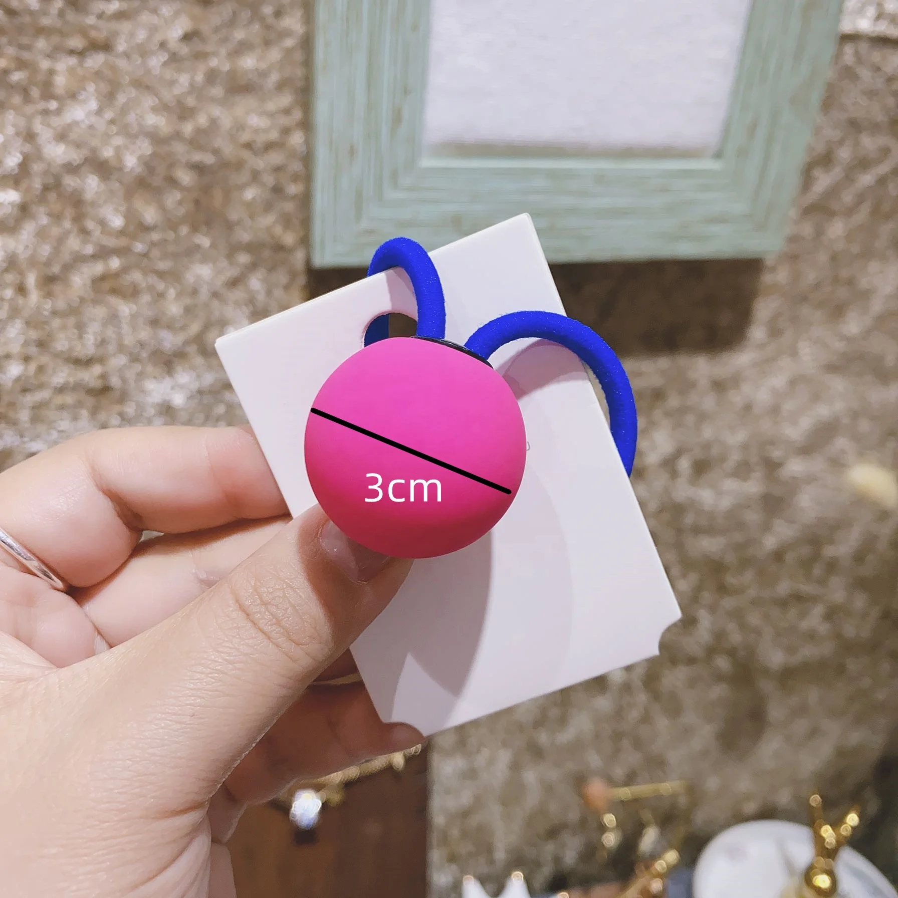 Acrylic Elastic Hair Rope Band Fluorescent Candy Color Geometric Ball Circle for