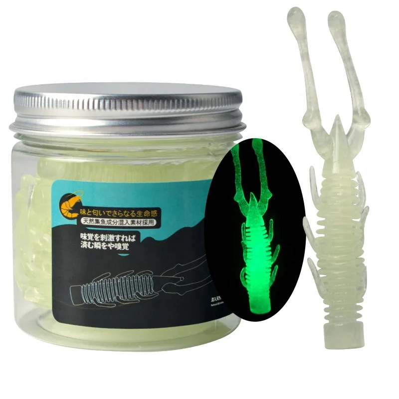 Luminous Soft Lures 6.5cm/7.5cm Artificial Silicone Bait Jigging Wobblers Bass Carp Pesca Fishing Tackle TPR Shrimp