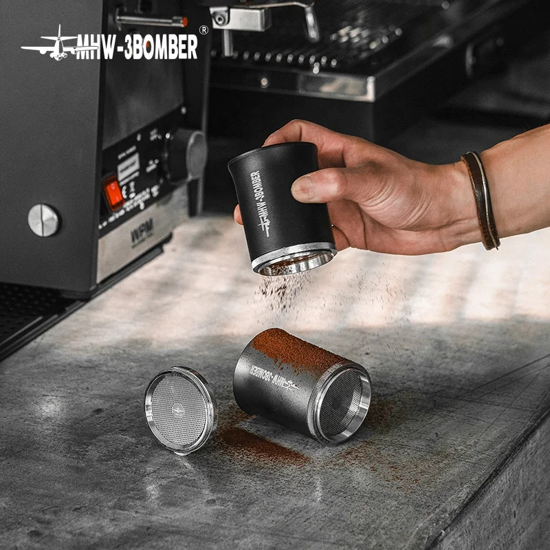 customized logo coffee tools accessories 58mm Black Aluminum Alloy Multi functional Powder coffee maker sieve