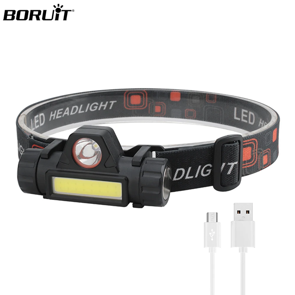 BORUiT Waterproof Usb Charging Led cob Headlamp Rechargeable Magnet For Camping Fishing Light