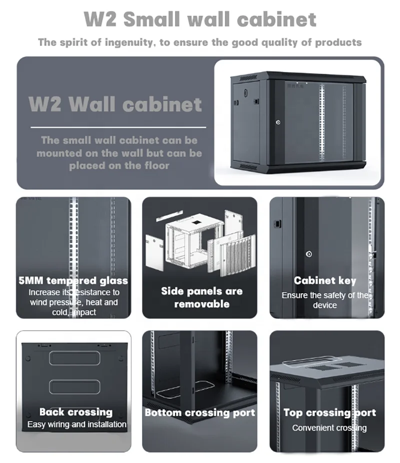 Заводской индивидуальный 6u 9u 12u 15u 18u 22u 27u 32u 37u 42u 47u 19-дюймовый SPCC холодный стальной утолщенный стандартный сетевой шкаф