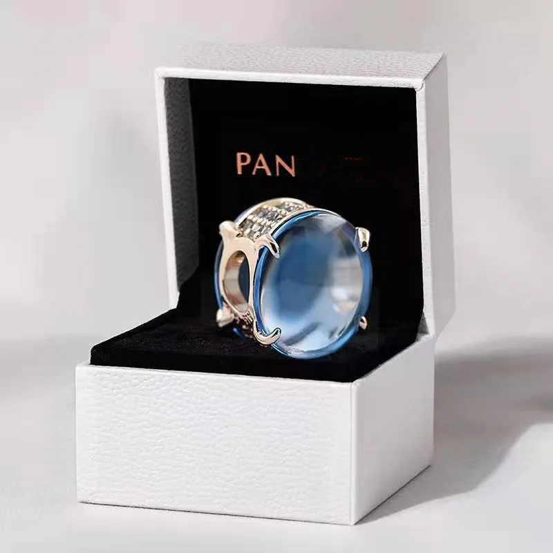  2021 New Year S925 Sterling Silver Charm Blue Oval Curved