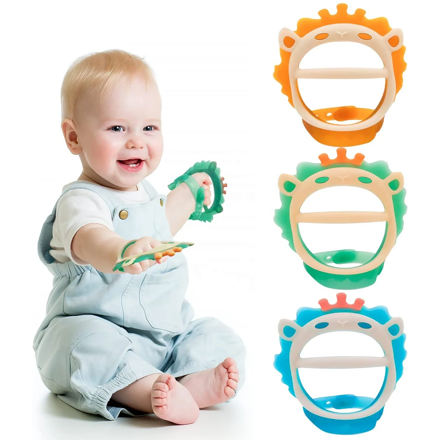 Baby Teething Toys for 0-6 and 6-12 Months Teether Glove for Infants Adjustable Wristband Chew Natural teether for Babies