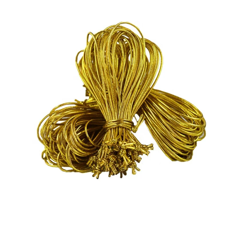 gold elastic cord for christmas bottle neck cord hang tag