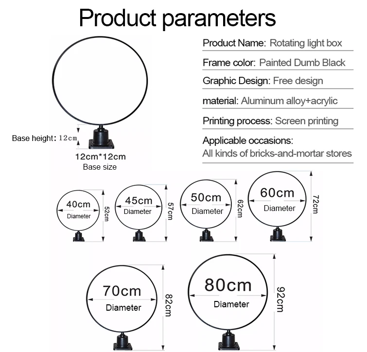 360 Degree Rotating LED Backlight Rotating Light Box Custom PVC Outdoor Advertising Sign with Aluminum Frame
